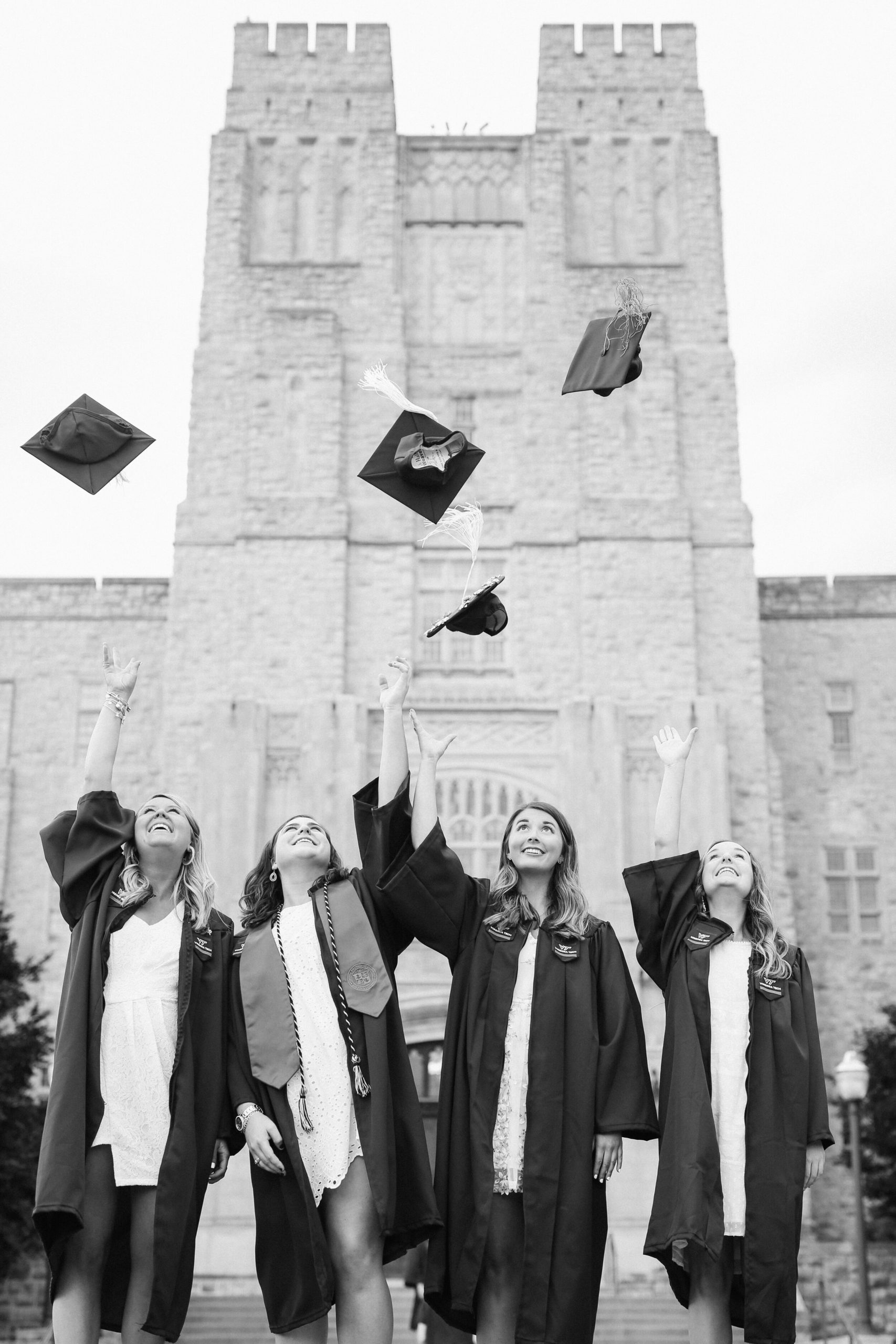 Group senior pictures for college graduates at Virginia Tech in Blacksburg, VA.