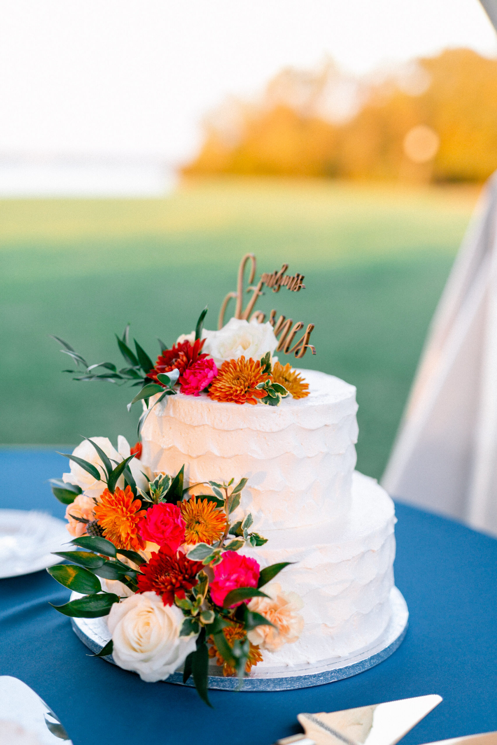 Charleston wedding cake for colorful autumn wedding in South Carolina.