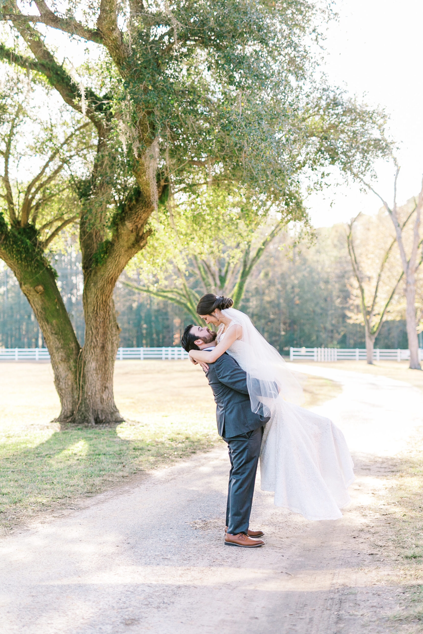 Stunning film photography portrait of the couple on their South Carolina wedding day.