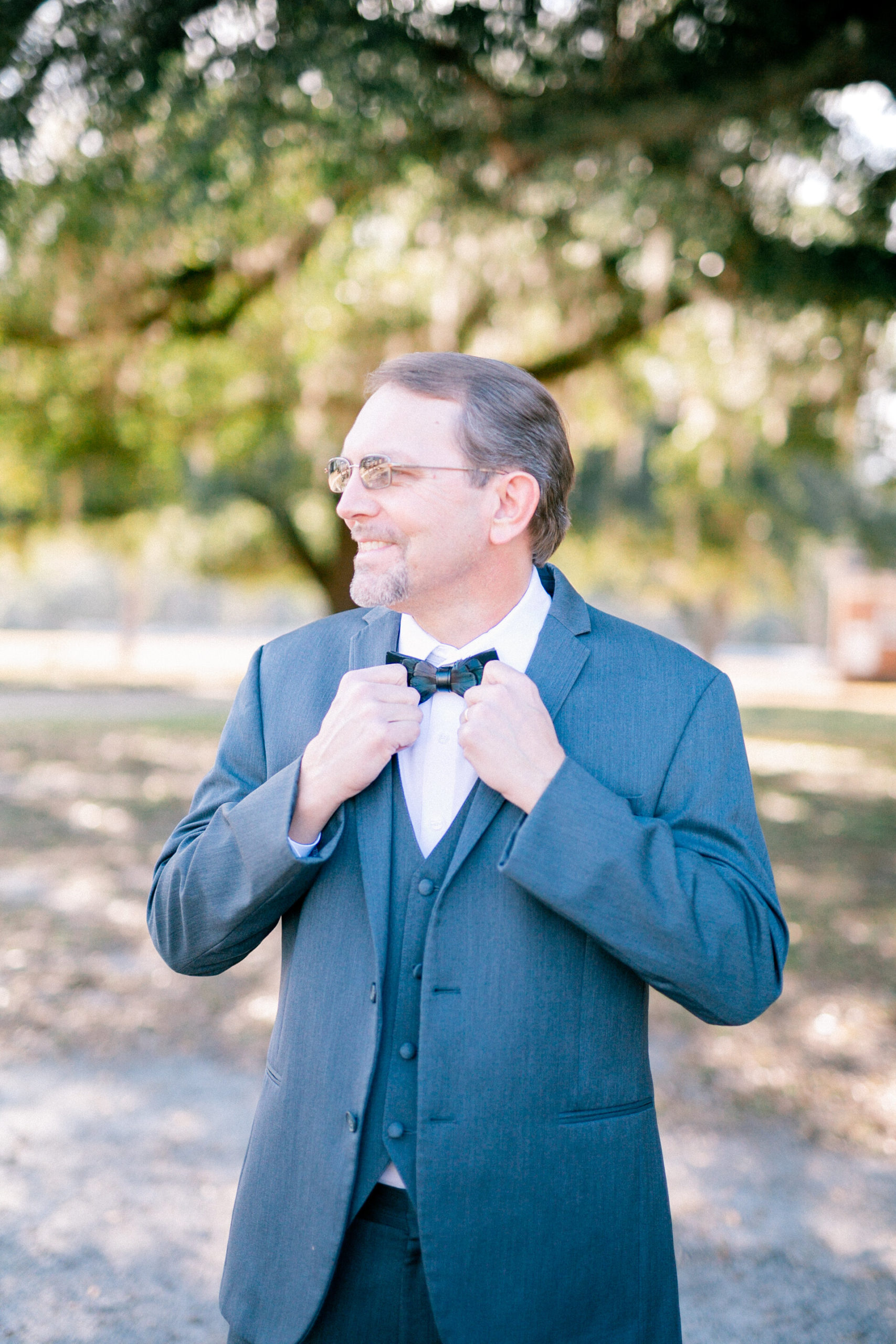 Dapper father of the bride at his daughter’s southern classy wedding.