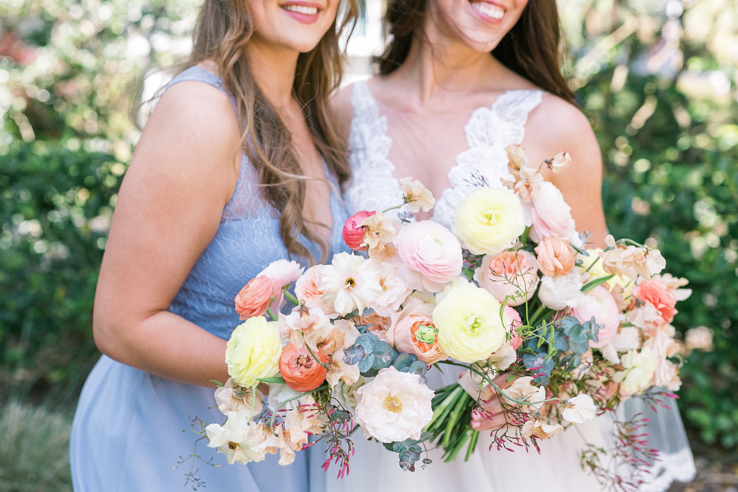 Stunning, colorful floral arrangement for Charleston wedding