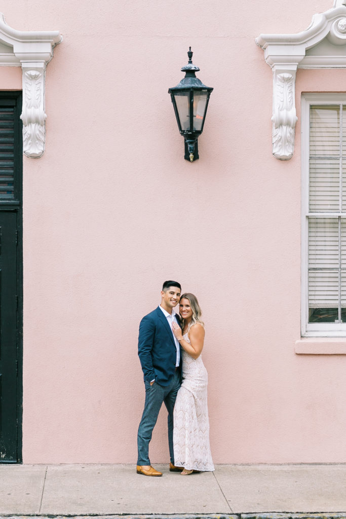 Engaged couple in Charleston, SC at Mills House