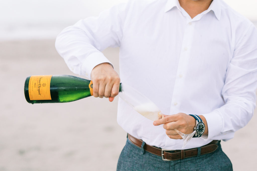 Veuve Cliequot opened for engagement session in Charleston, SC