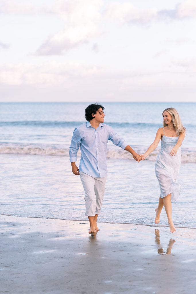 Dreamy sunset waterfront engagement photos in Hilton Head