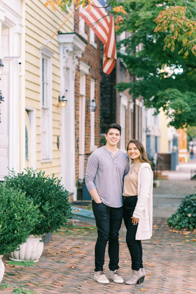 Engaged couple in Alexandria, VA photographed for engagement portraits