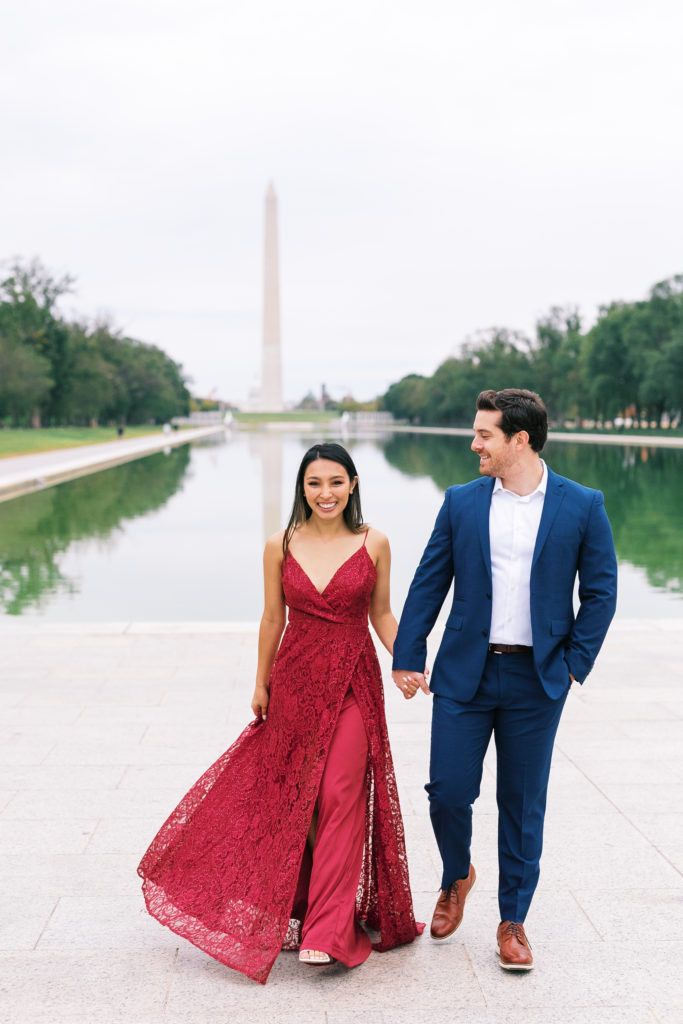 Stunning red dress engagement photos inspiration