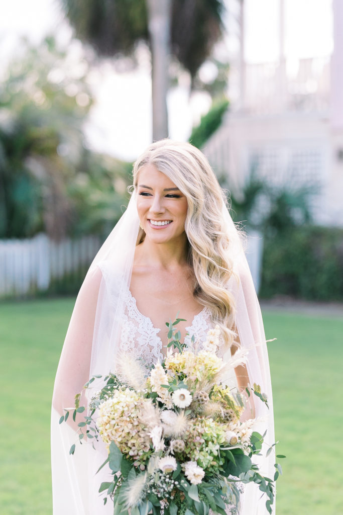Stunning Charleston bride in oceanfront wedding