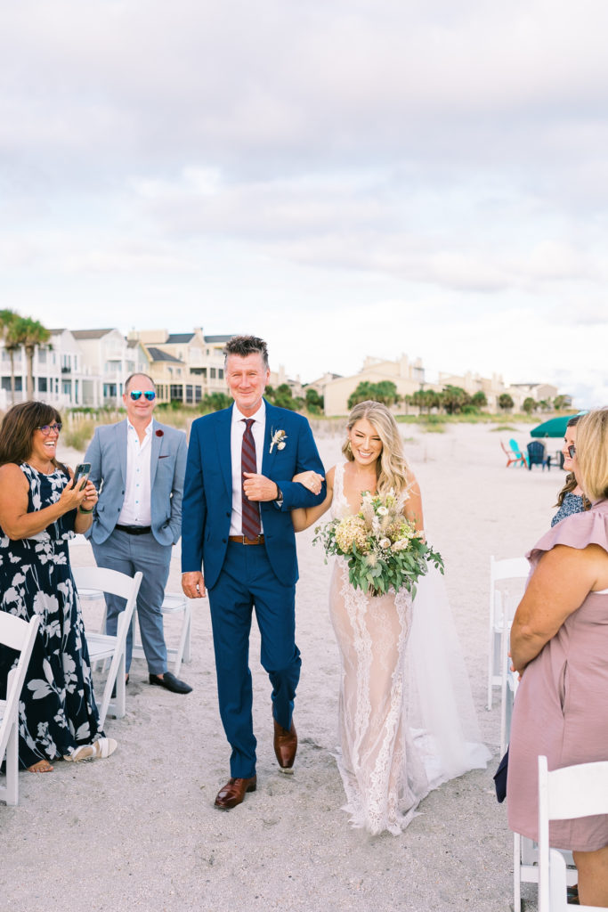Stunning bride walks down aisle of Charleston beach wedding