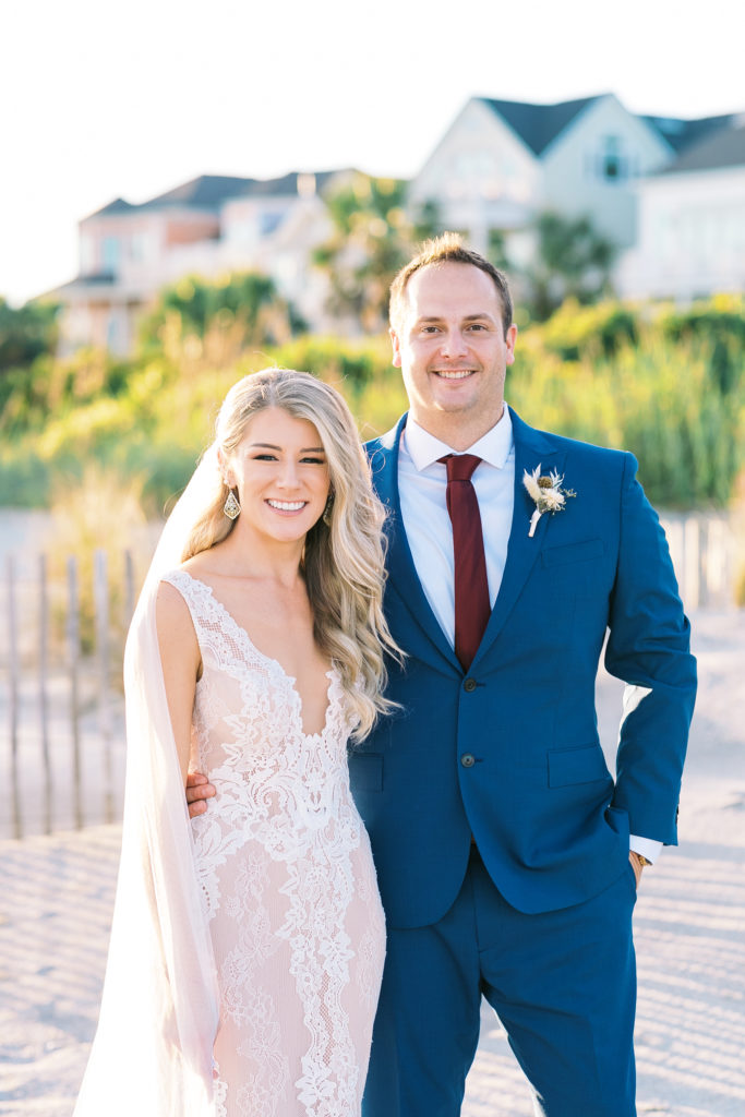 Timeless bride and groom portraits for Charleston beachfront wedding