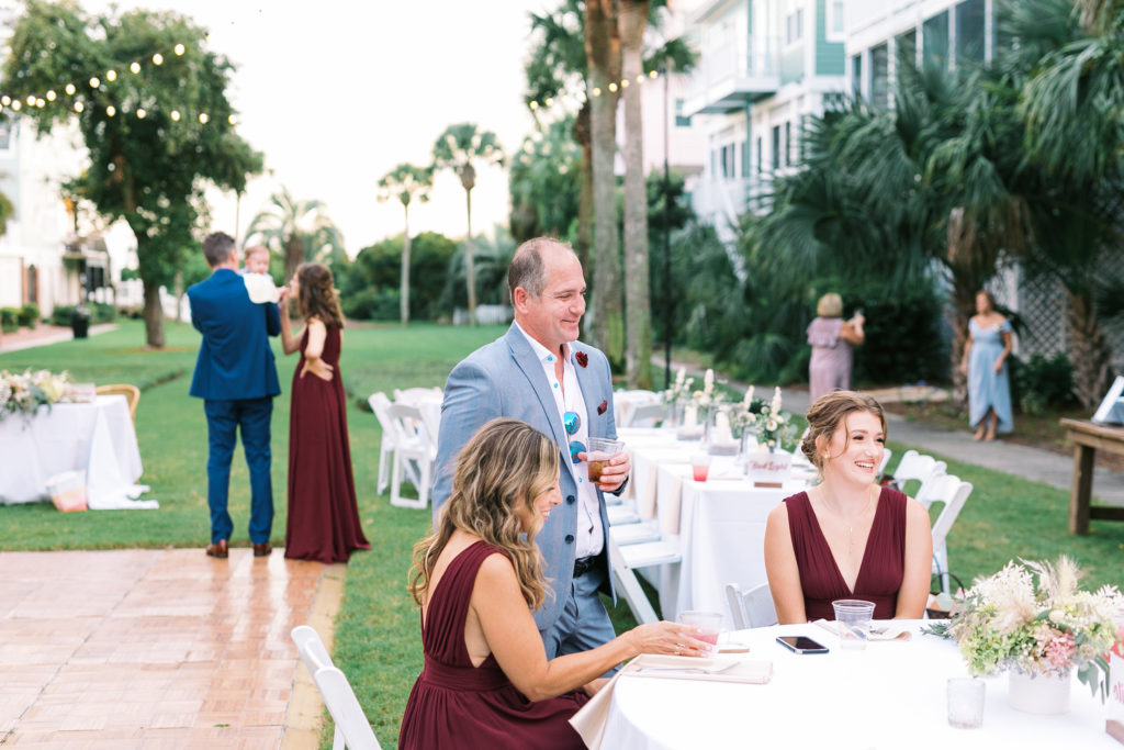 Cocktail hour inspiration for classic Charleston beachfront wedding