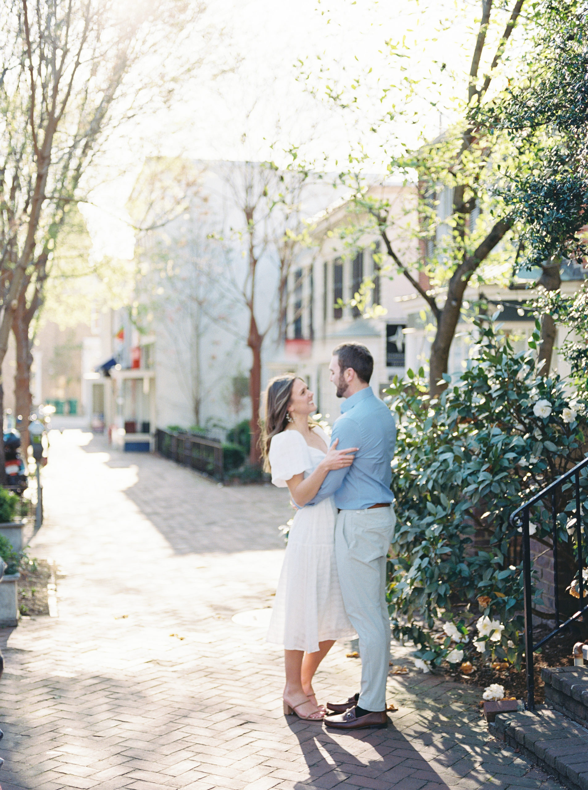 Fine art wedding photographer documents Georgetown engagement on film