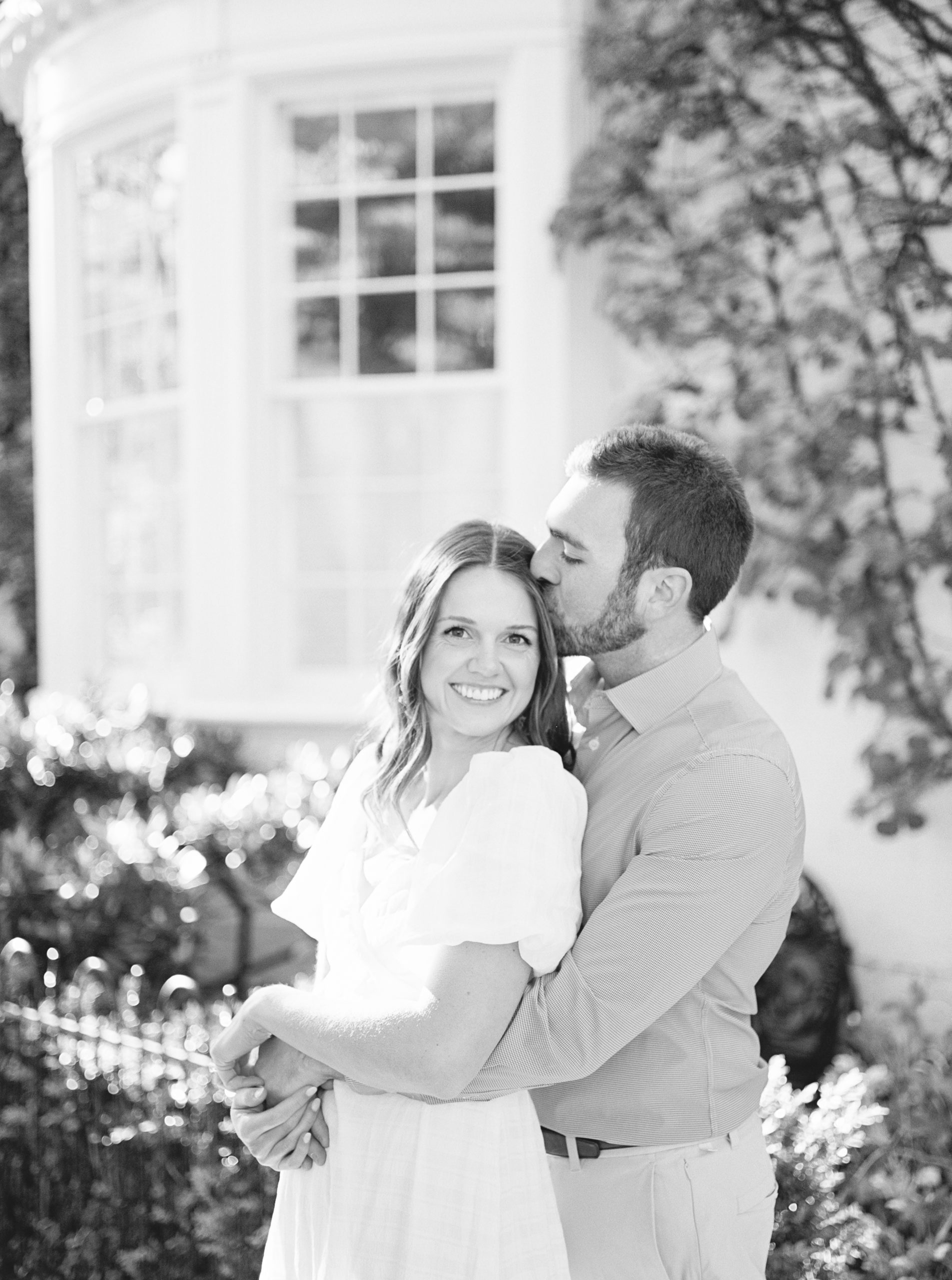 Stunning couple in Washington DC Georgetown engagement photos on film