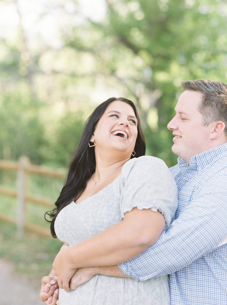 Boulder engagement photos on film filled with lots of laugher