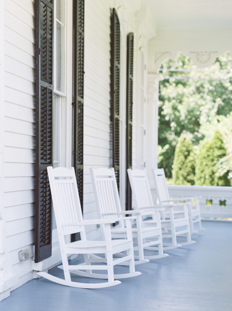 Merrimon-Wynne house front porch with rocking chairs