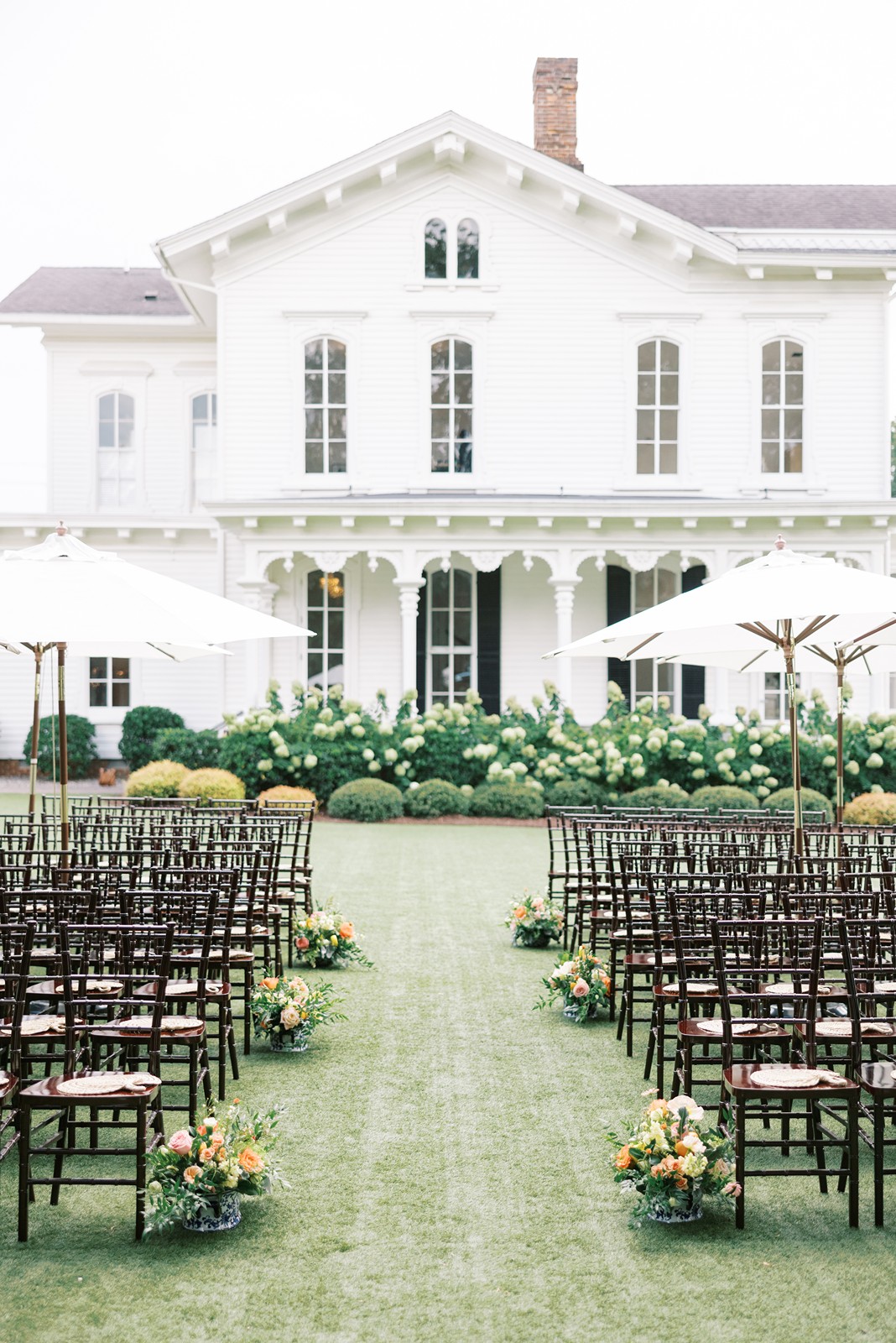 Merrimon-Wynne House lawn for wedding ceremony