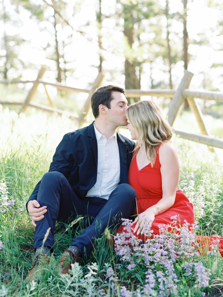 Lost Gulch Overlook Engagement Photos with Wildflowers
