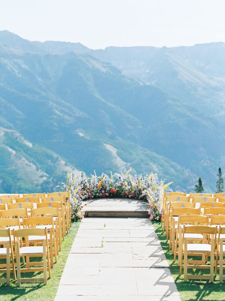 Summer wedding in Telluride, Colorado at San Sophia Overlook