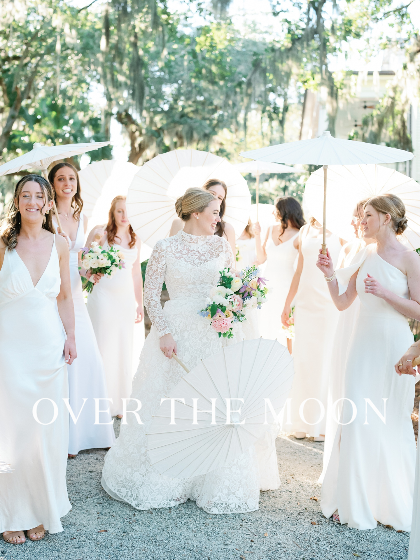 Bridesmaids with parasols in Charleston SC