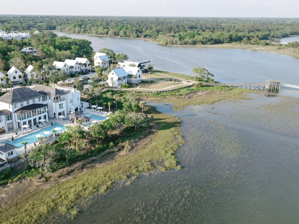 Drone photo of the Dunlin Kiawah River property