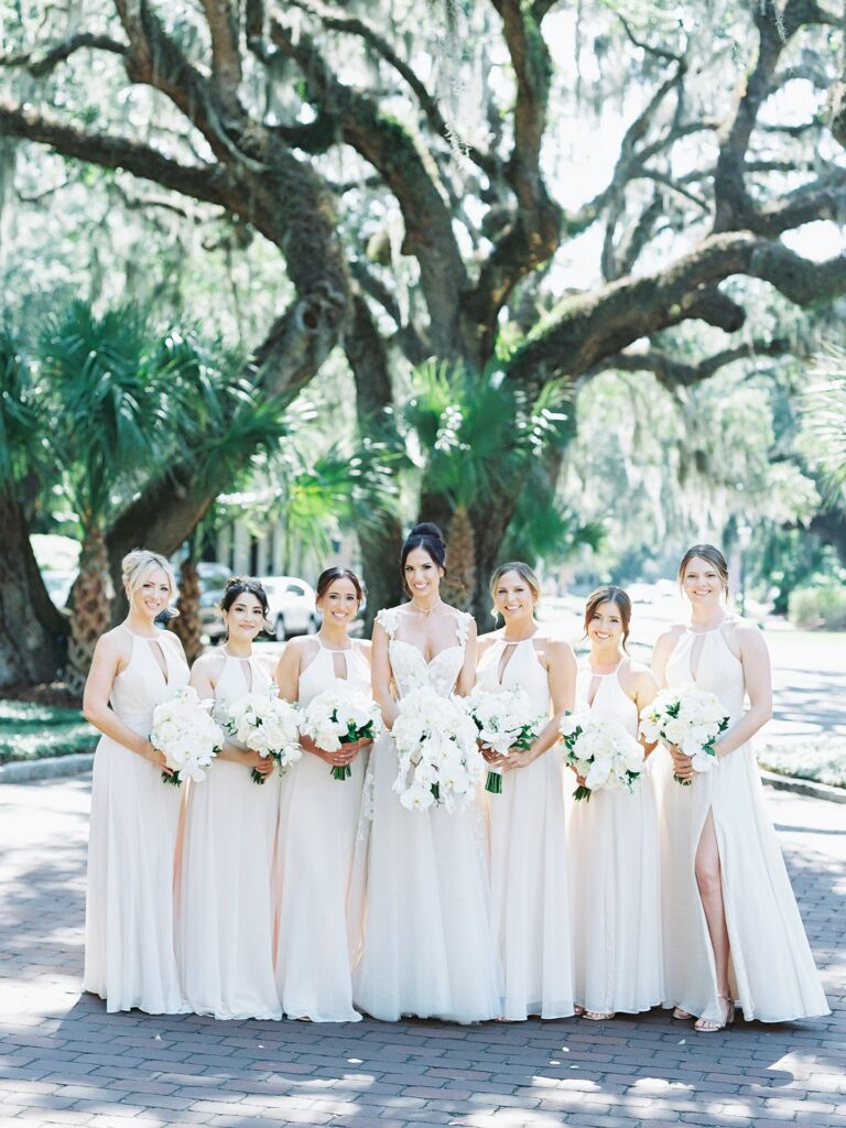 Blush pink bridesmaids at Montage Palmetto Bluff