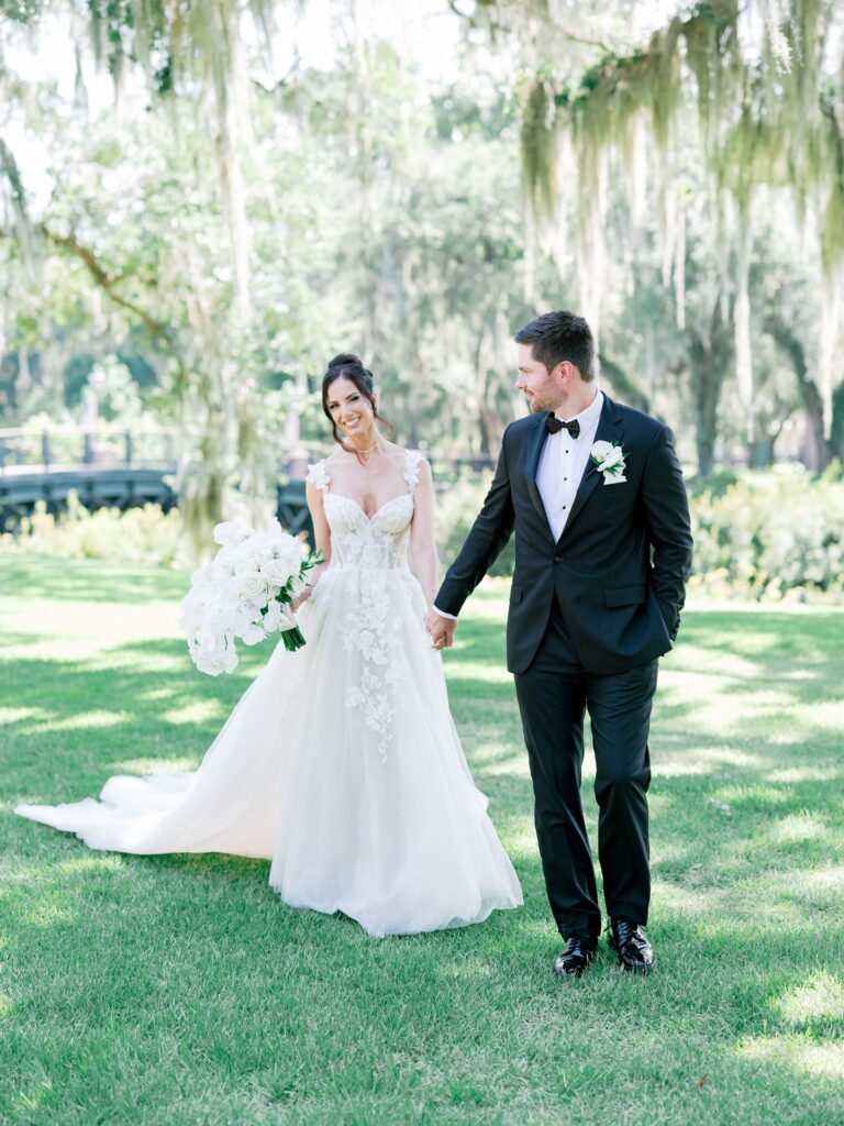 Wedding portraits on the grounds of Montage Palmetto Bluff