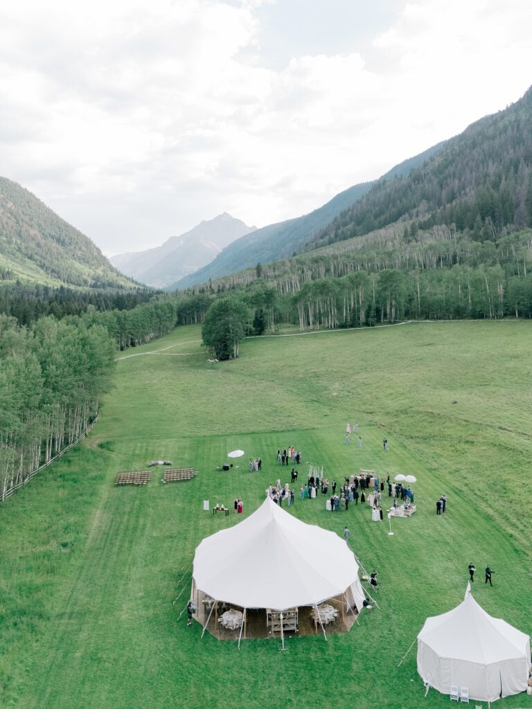 Tented reception in the meadow at T Lazy 7 Ranch in Aspen