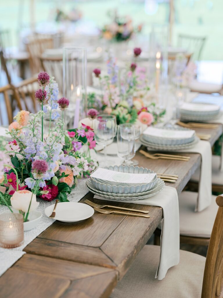 Summer wildflower wedding design at T Lazy 7 Ranch in Aspen Colorado